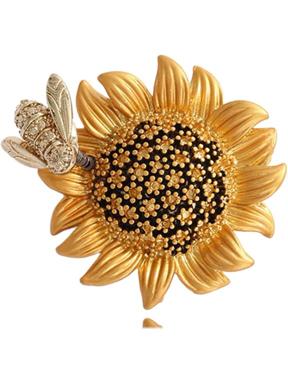 Bee & Flower Brooch – Sparkling CZ Insect Floral Pin, Dainty Jewelry Gift for Women & Nature Lovers