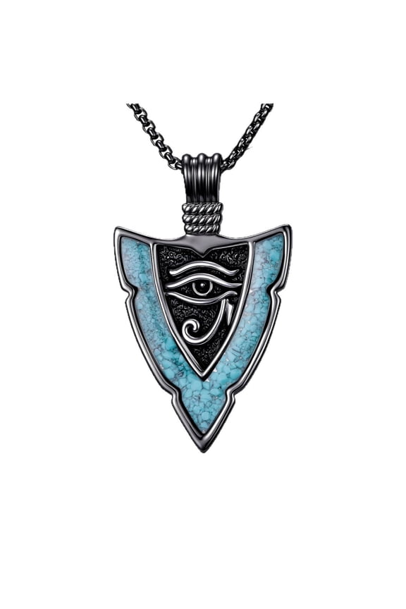 Celtic Knot Arrow Pendant Necklace, Turquoise Arrowhead Necklace for Men & Women, Stainless Steel Statement Jewelry with Gift Box, 23.6" Chain