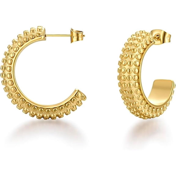 Terandius Gold-Tone Chunky Hoop Earrings for Women – Lightweight Polished Hoops with Secure Clasp, Hypoallergenic Jewelry Gift for Her