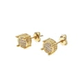 thumbnail image 1 of Terandius Iced Out Cubic Zirconia Screw Back Stud Earrings – 18K Gold or Silver Plated 9mm Round Micro-Pavé CZ Hip Hop Earrings for Men & Women, Hypoallergenic Unisex Jewelry, 1 of 8
