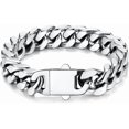 thumbnail image 1 of Terandius Men's Stainless Steel Cuban Chain Bracelet, available in widths of 5mm/7mm/9mm/12mm/14mm and lengths of 8.5 inches/9 inches, comes with a gift box., 1 of 8