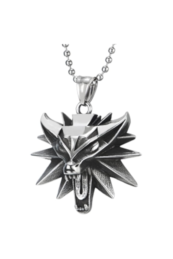 Men's Stainless Steel Wolf Head Pendant Necklace with Ball Chain, Nordic Viking Spirit Jewelry, Animal Symbolism Gift for Him