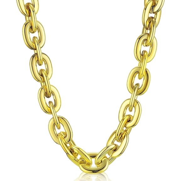 Terandius Plastic Chain Necklace Chunky Big Fake Necklace Hip Hop Rapper Giant Turnover Chain Costume for Halloween