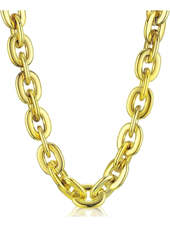 Plastic Chain Necklace Chunky Big Fake Necklace Hip Hop Rapper Giant Turnover Chain Costume for Halloween