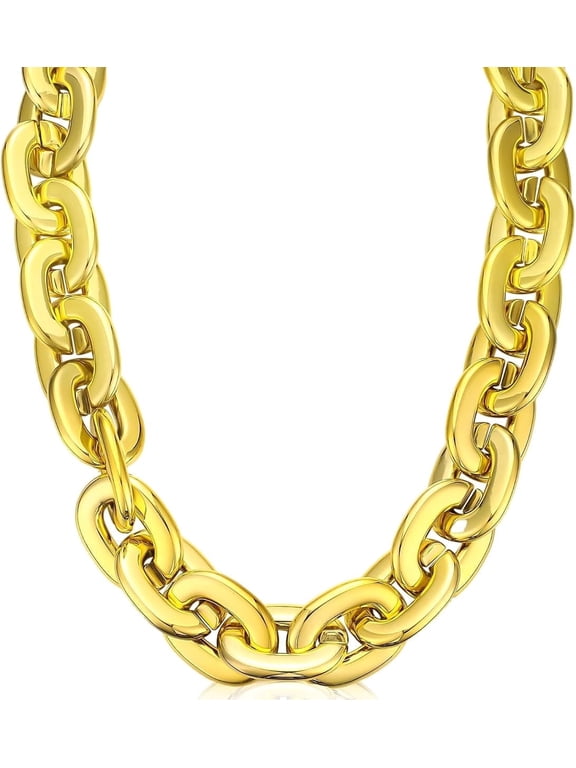 Plastic Chain Necklace Chunky Big Fake Necklace Hip Hop Rapper Giant Turnover Chain Costume for Halloween