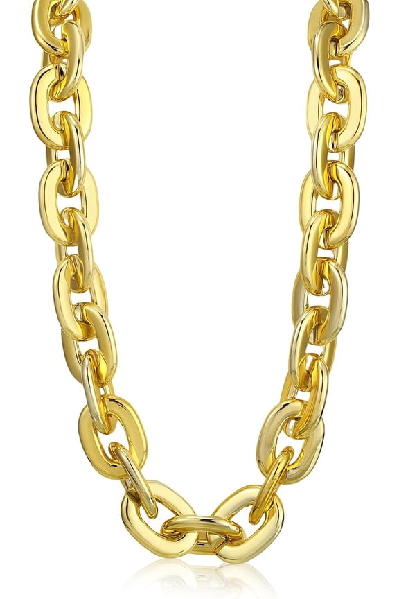 Plastic Chain Necklace Chunky Big Fake Necklace Hip Hop Rapper Giant Turnover Chain Costume for Halloween