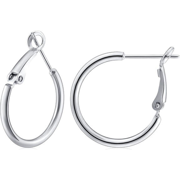 Terandius Silver-Tone Hoop Earrings for Women – Large Circle Earrings, Lightweight Polished Hoops, Elegant Jewelry Gift for Her