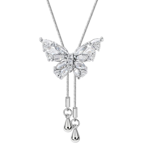 Terandius Valentines Day Pendant Necklace Dainty Y-Shaped Charm Choker Adjustable Long Chain with Sparkling Cubic Zirconia for Women Valentine's Day Jewelry