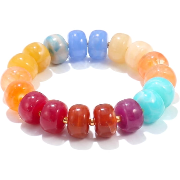 Terandius Women’s Chunky Colorful Acrylic Beaded Bracelet, Y2K Boho Statement Bracelet, Summer Beach Fashion Jewelry Gift for Women
