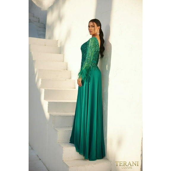 Terani Couture 1921m0473 Graceful Elegance Emerald Green 4