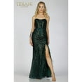 thumbnail image 1 of Terani Couture 231P0030 Sequin Feather Embellished Long Formal Prom 2026 Dress Emerald Green 2, 1 of 1