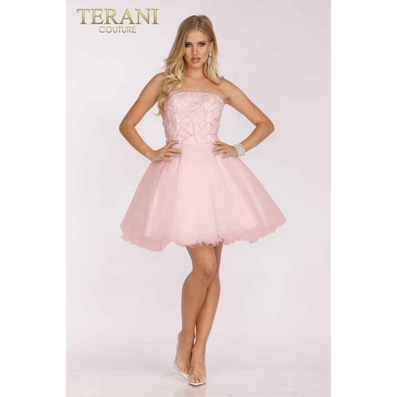 Terani Couture 231P0565 Beaded Short Cocktail homecoming party Dress Pink 4 hoco 2025