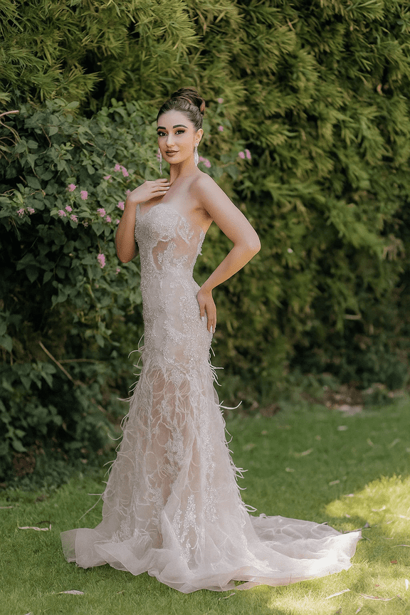 Terani Couture 232GL1444 Beaded Trumpet Gown – Long Formal Prom 2026 Dress Ivory14 Ivory Nude