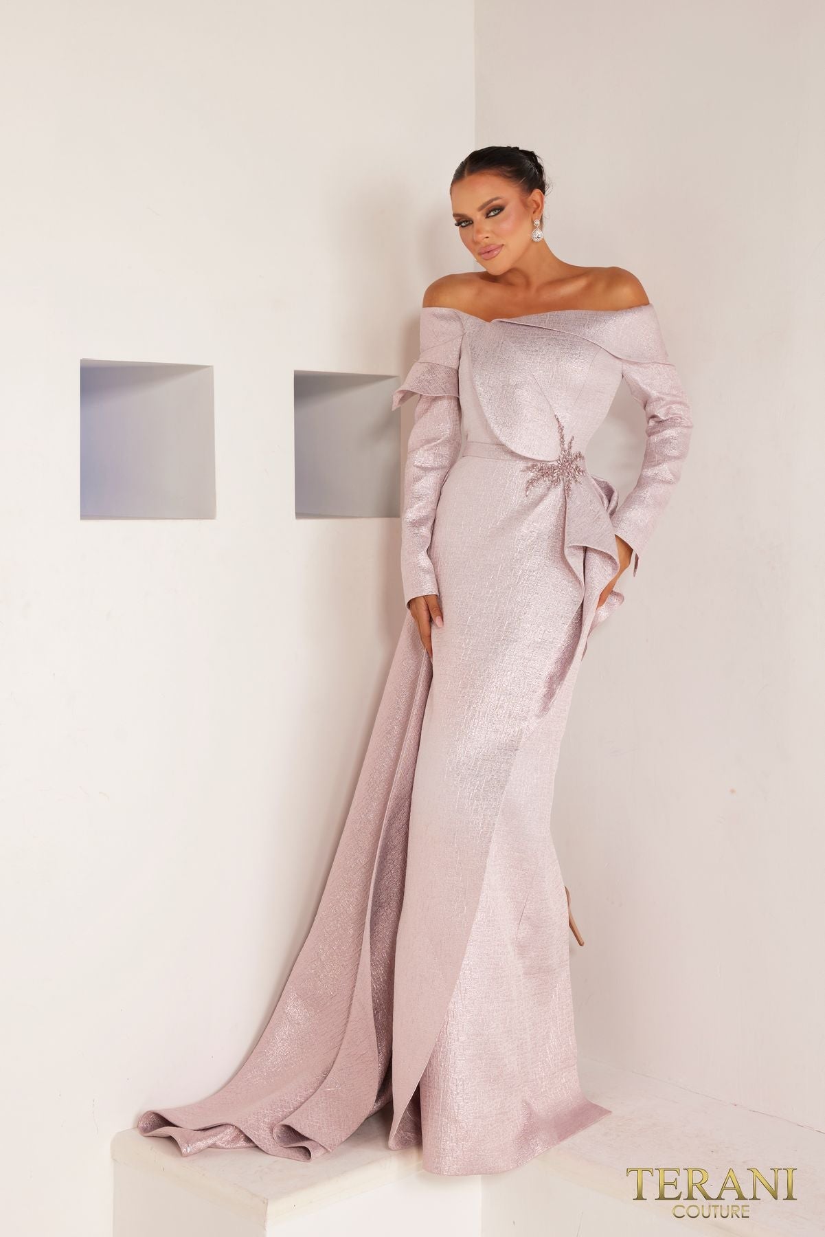 rose gold mother of the bride dresses with sleeves WEDTREND Women Sparkly Navy Mother Of Bride Dress with Long Sleeves Sequins  A-Line V-Neck Formal Dress