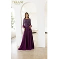 thumbnail image 1 of Terani Couture 241m2738 Sheath 3 4 Sleeves Chiffon Column evening elegant Dress Eggplant 22, 1 of 1