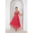 thumbnail image 1 of Terani Couture 241P2022 Tea Length A-Line Feather Prom 2026 Dress Christmas - New Year Holiday Red 0, 1 of 1