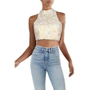 Terani Couture Lace Embellished Crop Top