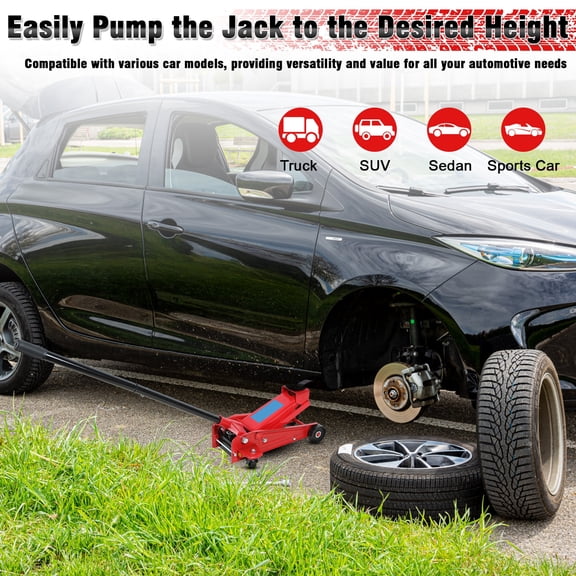 Tereitr 3 Ton Heavy Duty Hydraulic Lifting Jack, 6600 LBS Capacity,  5.5" to 18.5" Lifting Range, Quick Lift Floor Jack with Swivel Casters for Cars SUVs Trucks