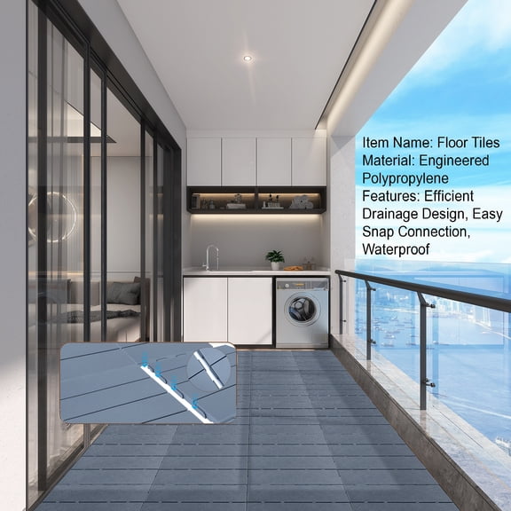 Tereitr 36 Pcs Waterproof Balcony Floor Tiles, Snap Connection, Great Friction Slip Resistant Anti-break Patio Deck Tiles with Drainage Design, Porch Backyard Pathway Tiles