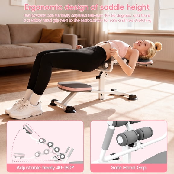 Tereitr Adjustable Lumbar Back Stretcher with Ergonomic Design, Faux Leather and Steel Frame for Home Office Use, 440 lbs Capacity