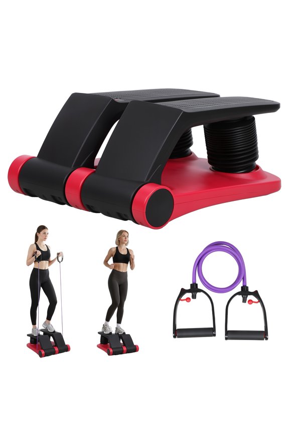 Air Resistance Stepper with Resistance Bands, 5-Level Adjustable Mini Stair Stepper Machine for Home Cardio, with LCD Monitor, Non-Slip Pedals, 300 Lbs Capacity
