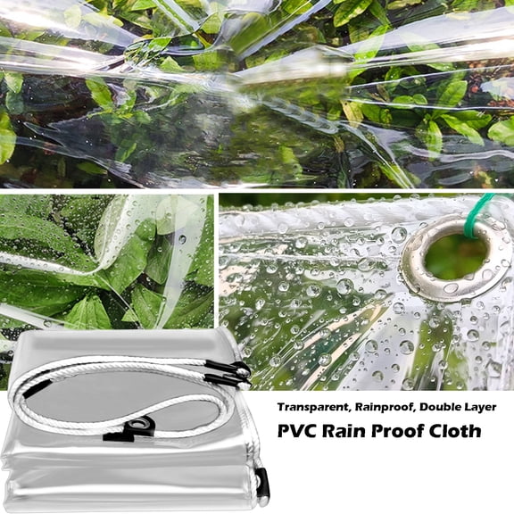 Tereitr Clear Tarp with Metal Grommets PVC Waterproof Cover 8.2 x 9.8 ft Transparent Tarpaulin for Greenhouse, Patio, Balcony, Roofing, Outdoor Equipment