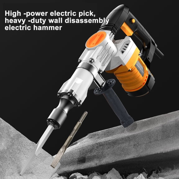 Tereitr Electric Hammer, 1200W Heavy Duty Demolition Hammer, Electric Concrete Breaker with Vibration Control, Tool-Free Bit Change for Industrial and Construction Use