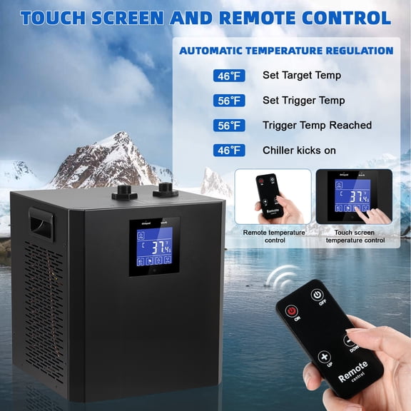 Tereitr Ice Bath Chiller for Cold Plunge Tub, 1/3 HP Water Chiller System with LED Display, Remote Control, Water Pump, 87 Gallon Capacity, 39°F Cooling, Quiet Operation