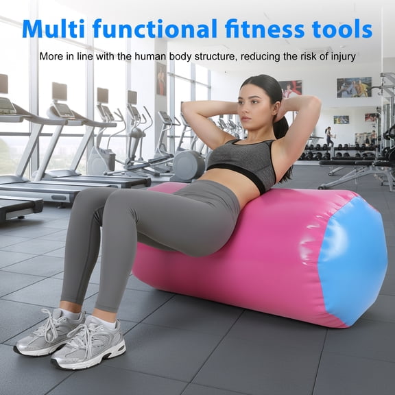 Tereitr Inflatable Gymnastics Roller Barrel, Air Tumbling Mat with Pump, Octagon Training Roller for Back Handspring, Home Gym Yoga Balance Exercise, Cheerleading Equipment