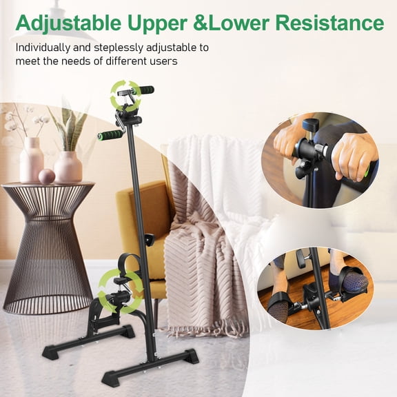 Tereitr Pedal Exerciser for Seniors, Adjustable Hand & Leg Bike with Tension Control, Compact Home Fitness Equipment for Elderly