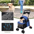 thumbnail image 1 of Tereitr Pet Stroller for Small Dogs & Cats, 4 Wheel Outdoor Travel Folding Dog Stroller with Cup Holder, Visible Mesh Windows, Rear Wheel Brakes, Pets Up to 33 lbs, Blue, 1 of 9