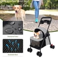 thumbnail image 1 of Tereitr Pet Stroller for Small Dogs & Cats, 4 Wheel Outdoor Travel Folding Dog Stroller with Cup Holder, Visible Mesh Windows, Rear Wheel Brakes, Pets Up to 33 lbs, Grey, 1 of 9
