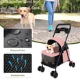 thumbnail image 1 of Tereitr Pet Stroller for Small Dogs & Cats, 4 Wheel Outdoor Travel Folding Dog Stroller with Cup Holder, Visible Mesh Windows, Rear Wheel Brakes, Pets Up to 33 lbs, Pink, 1 of 9