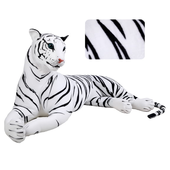 Tereitr Plush Toy Tiger, Tiger Pillow, Life Size Tiger Toy, Stuffed Animal Doll, Stuffed Toy (130cm/51"-White)