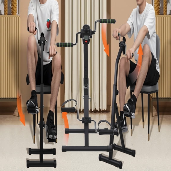 Tereitr Portable Pedal Exerciser for Elderly & Seniors, Adjustable Upper & Lower Limb Sport Bike with Digital Display, Arm & Leg Exercise Machine for Home Use, 110 lbs Capacity