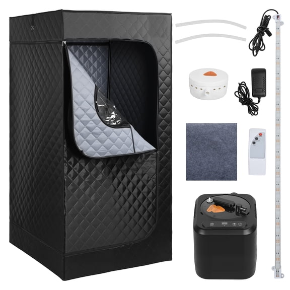 Tereitr Portable Sauna Box for Home, Steam Sauna Tent with Extra Large 3L Steamer, Includes Mat, Remote Control w/ 9 Heat Levels for in-Home Spa, 35.43'' x 35.43'' x 70.87"