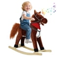 thumbnail image 1 of Tereitr Rocking Horse Toy for Kids, Plush Ride-On with Wooden Rockers & Interactive Sounds, Moving Mouth, Max Weight 50kg (110 lbs) (Dark Brown Middle), 1 of 10
