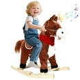 thumbnail image 1 of Tereitr Rocking Horse Toy for Kids, Plush Ride-On with Wooden Rockers & Interactive Sounds, Moving Mouth, Max Weight 50kg (110 lbs) (Dark Brown Small), 1 of 10