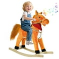 thumbnail image 1 of Tereitr Rocking Horse Toy for Kids, Plush Ride-On with Wooden Rockers & Interactive Sounds, Moving Mouth, Max Weight 50kg (110 lbs) (Light Brown Middle), 1 of 10