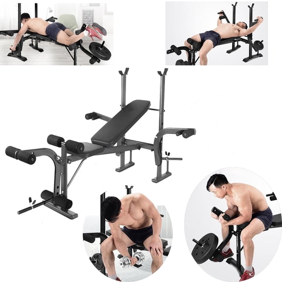 Tereitr Standard Weight Bench, All-in-One Bench Press Set with Preacher Curl Pad & Leg Developer, 800 lbs Capacity Adjustable Workout Bench for Full-Body Home Gym Training