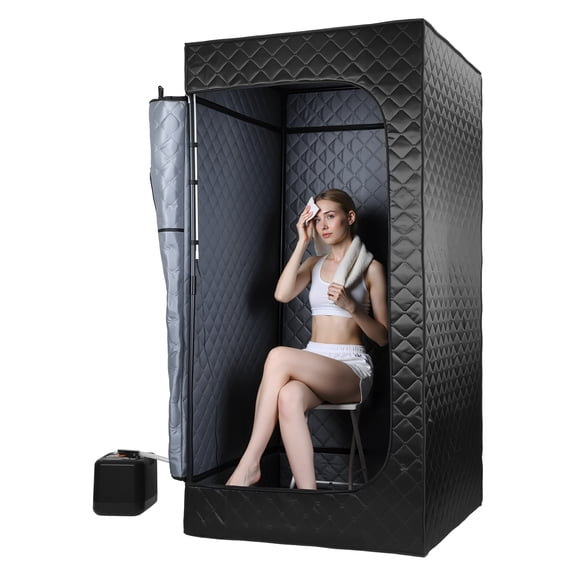 Tereitr Steam Room, Portable Steam Sauna Tent with 3L/1400W Steam Generator, Upgraded 9-Level Steam Sauna Box, Extra Large 90x90x180cm, Easy to Assemble & Full Accessories