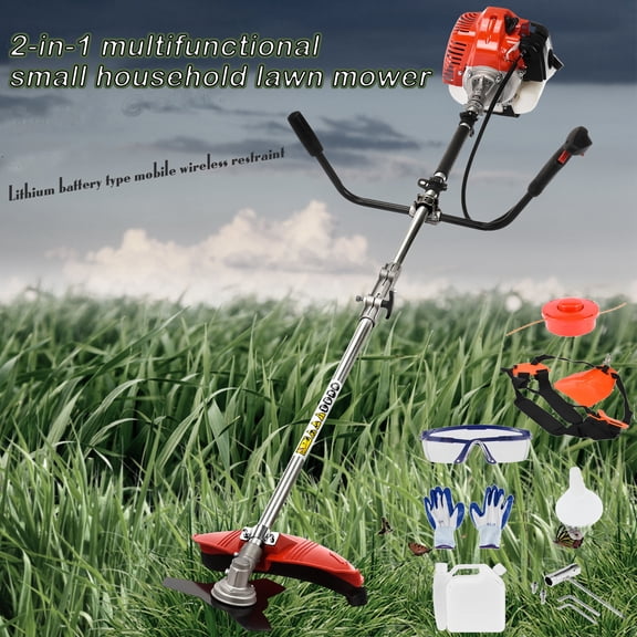 Tereitr Weed Eater, 52cc 2-Stroke Gas Powered String Trimmer & Weed Wacker with Attachments, Brush Cutter with 3-Tooth Blade, 1.2L Fuel Tank, Shoulder Strap Included