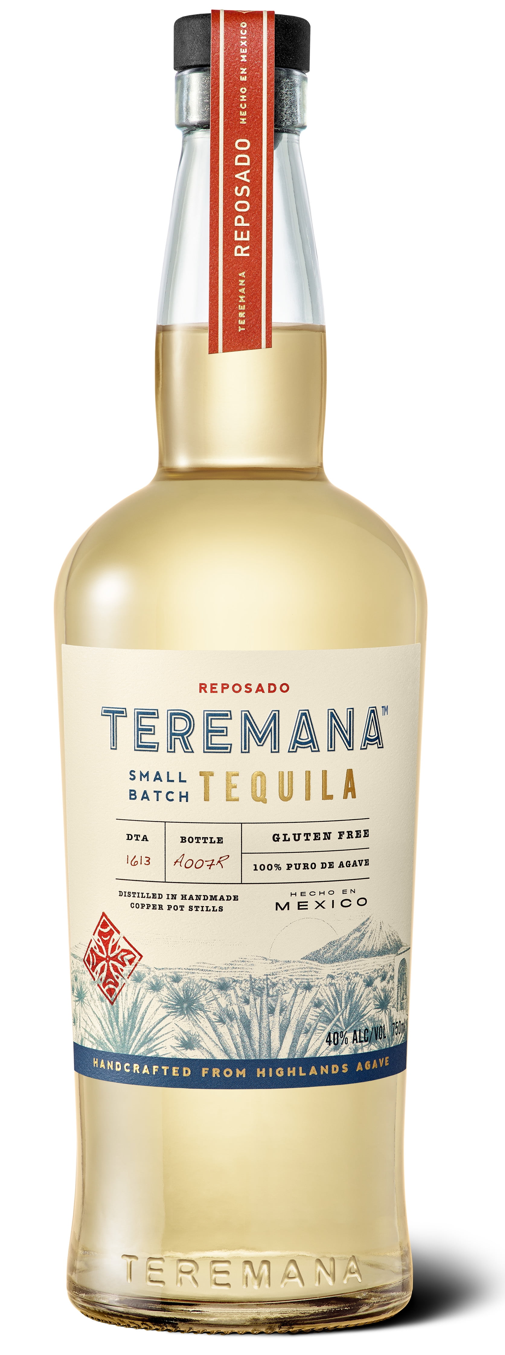 Teremana Reposado Small Batch Tequila, 750 ml Single Glass Bottle, 40% ABV, Shelf-Stable