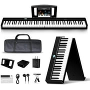 Terence 88-Key Folding Digital Piano Keyboard, Weighted, Full Size with 2X5W Speakers, Music Stand, Earphones and Sustain Pedal