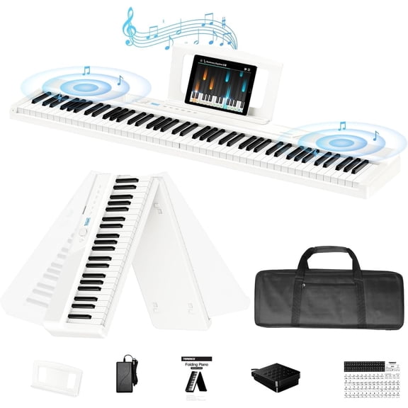 Terence V50 Electronic Piano White Folding Digital Piano Keyboard