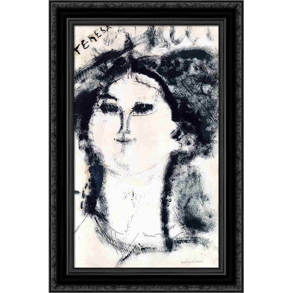 Teresa 18x24 Black Ornate Wood Framed Canvas Art by Modigliani, Amedeo