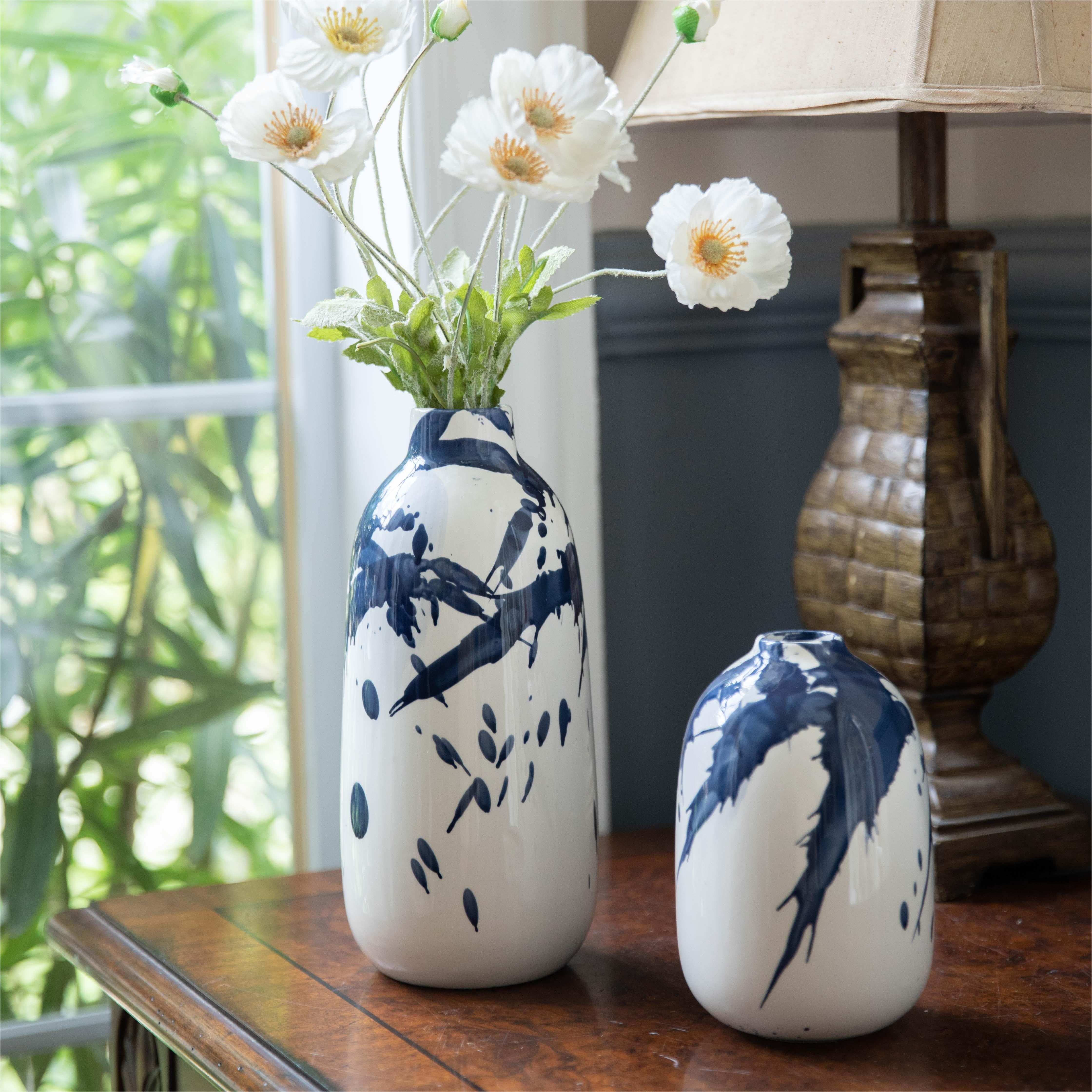 Tall shop blue vases