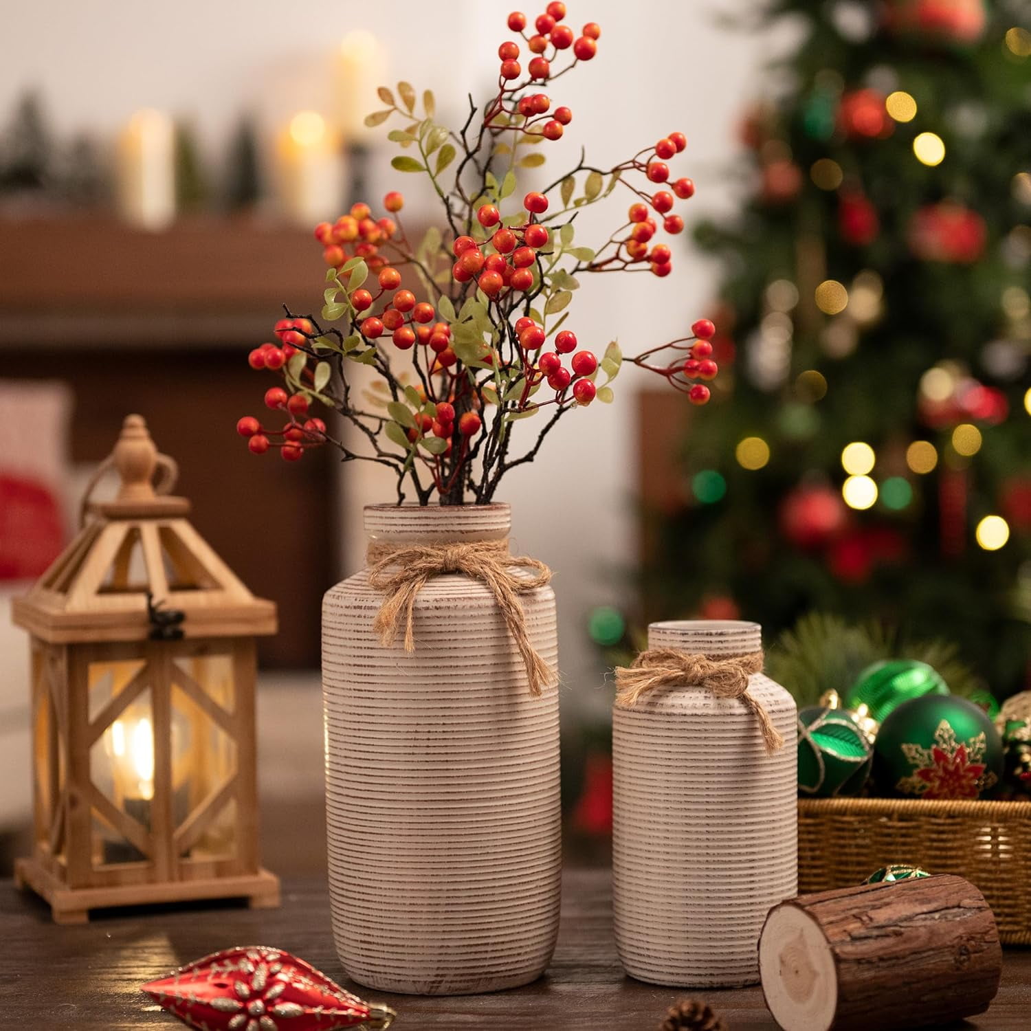 Teresa's Collections Farmhouse Ceramic Vases Set of 2