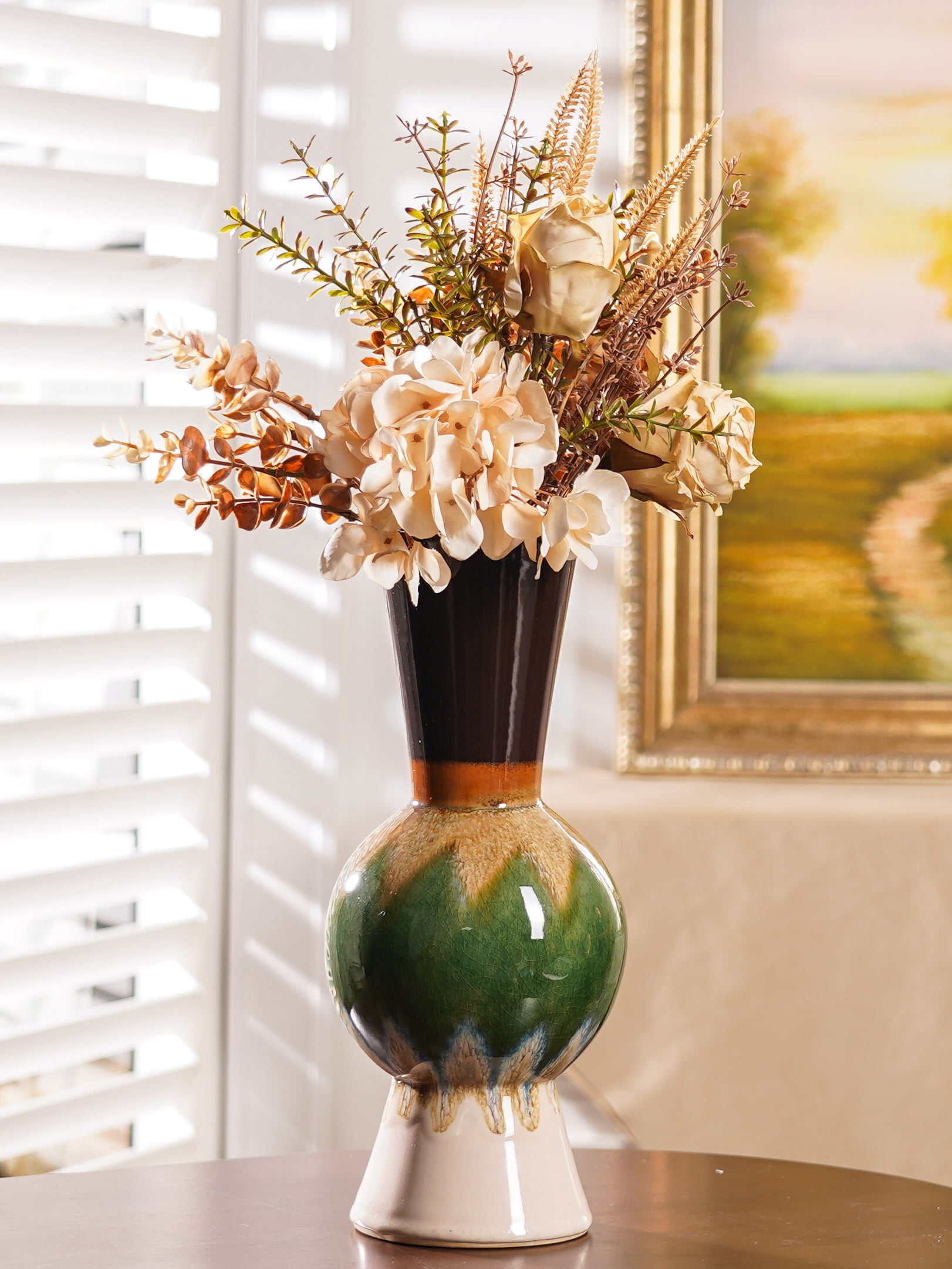 Teresa's Collections 12.2" Tall Rustic Ceramic Flower Vase for Home