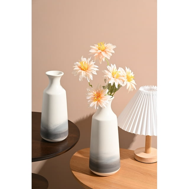 Teresa's Collections 12"H, 10"H Decorative Vases for Home Decor, White